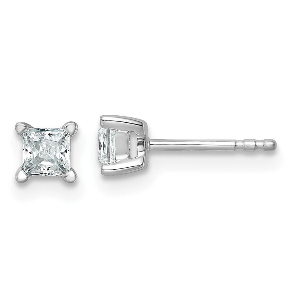 14K Weißgold 1/2 ct Im Labor Gezüchtet Diamant Vs+ F+ Princess 4 Krappen Schwer Gewicht. Ohrstecker