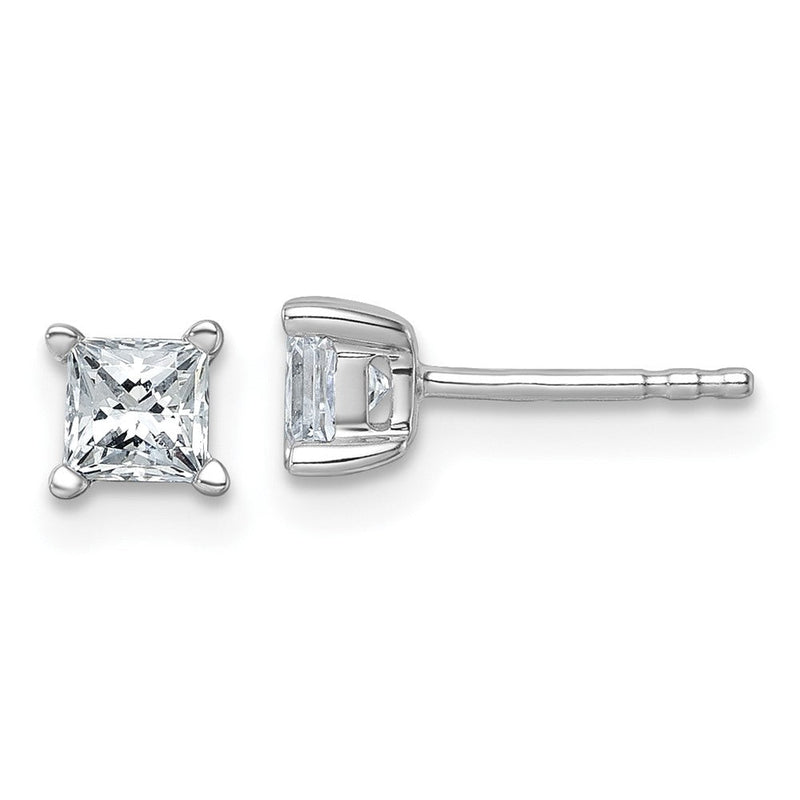 14K Weißgold 3/4 ct Im Labor Gezüchtet Diamant Vs+ F+ Princess 4 Krappen Schwer Gewicht. Ohrstecker
