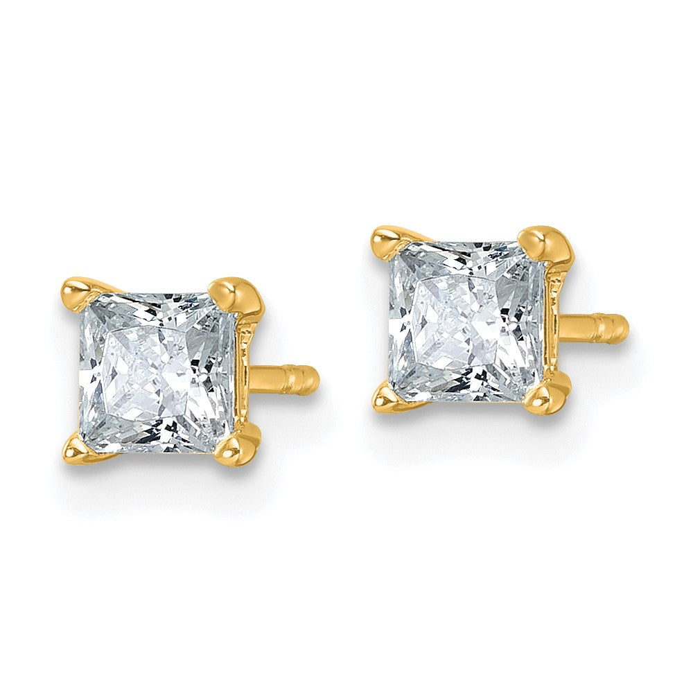 14K Gelbgold 1 ct Im Labor Gezüchtet Diamant Vs+ F+ Princess 4 Krappen Schwer Gewicht. Ohrstecker