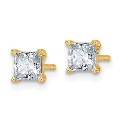 14K Gelbgold 1 ct Im Labor Gezüchtet Diamant Vs+ F+ Princess 4 Krappen Schwer Gewicht. Ohrstecker