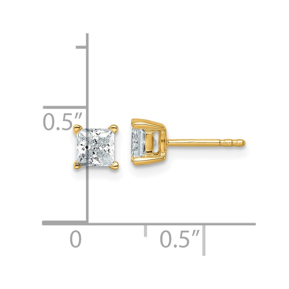 14K Gelbgold 1 ct Im Labor Gezüchtet Diamant Vs+ F+ Princess 4 Krappen Schwer Gewicht. Ohrstecker