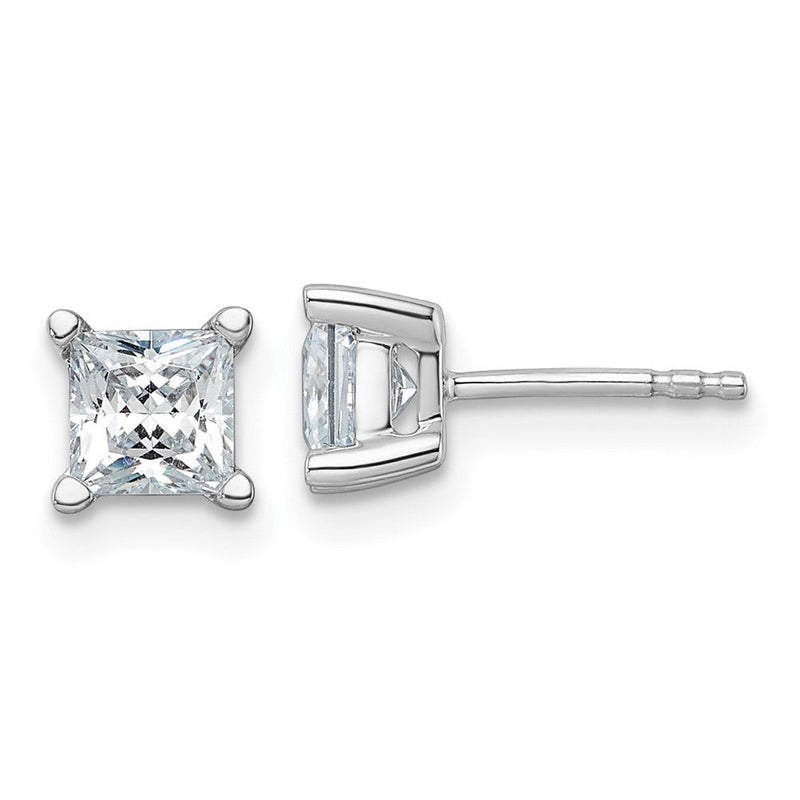 14K Weißgold 1 1/2 ct Im Labor Gezüchtet Diamant Vs+ F+ Princess 4 Krappen Schwer Gewicht. Ohrstecker