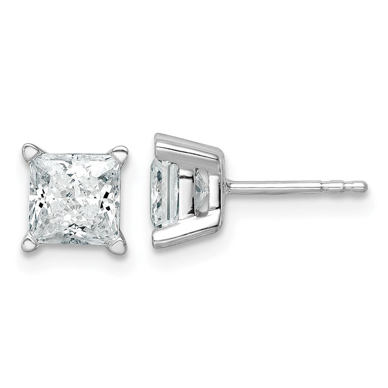 14K Weißgold 2 ct Im Labor Gezüchtet Diamant Vs+ F+ Princess 4 Krappen Schwer Gewicht. Ohrstecker