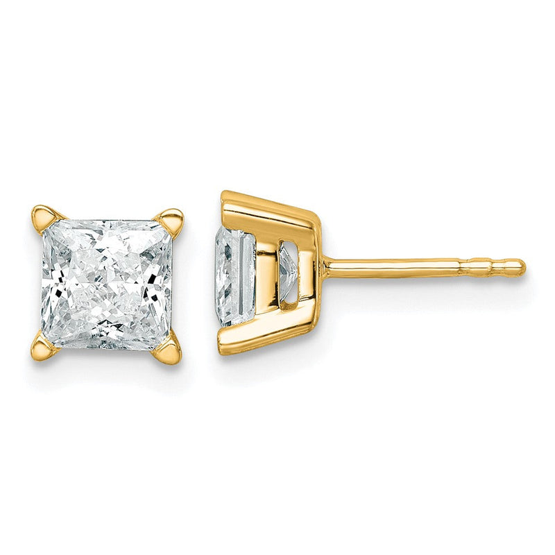 14K Gelbgold 2 ct Im Labor Gezüchtet Diamant Vs+ F+ Princess 4 Krappen Schwer Gewicht. Ohrstecker