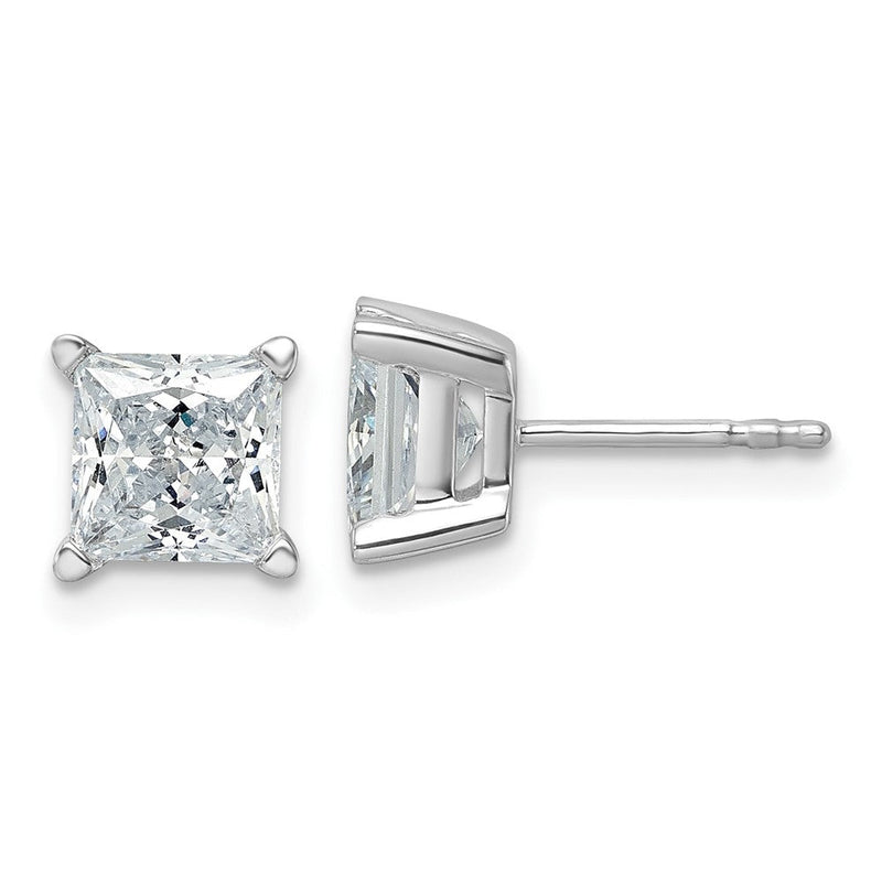 14K Weißgold 3 ct Im Labor Gezüchtet Diamant Vs+ F+ Princess 4 Krappen Schwer Gewicht. Ohrstecker