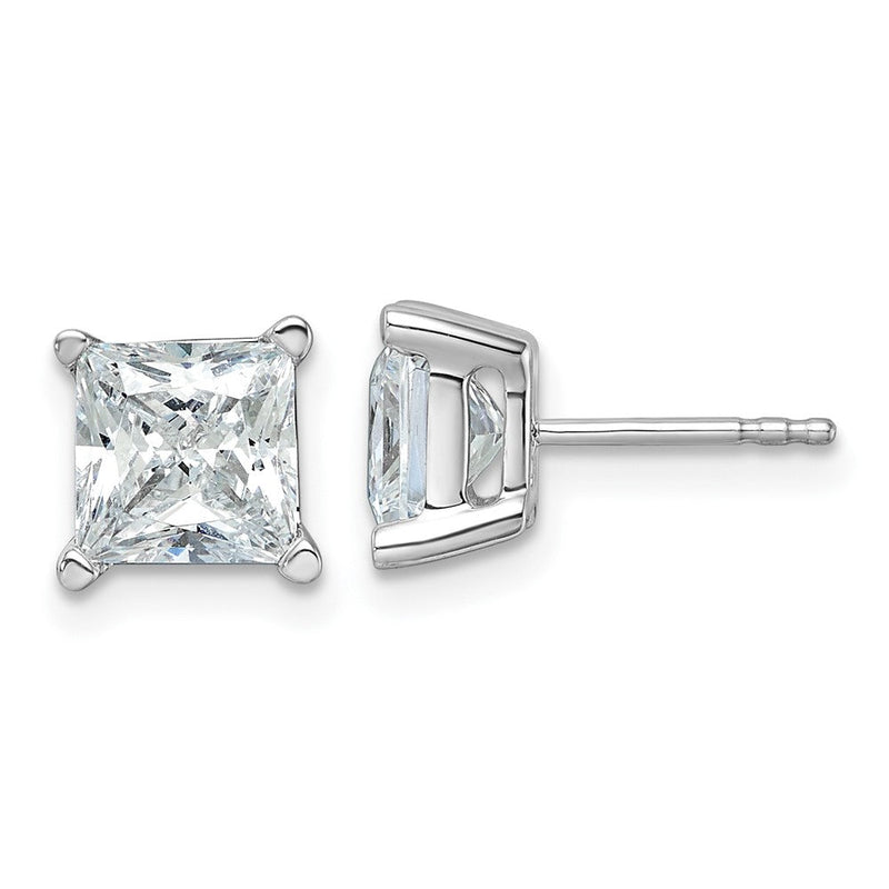 14K Weißgold 4 ct Im Labor Gezüchtet Diamant Vs+ F+ Princess Krappen Schwer Gewicht. Ohrstecker