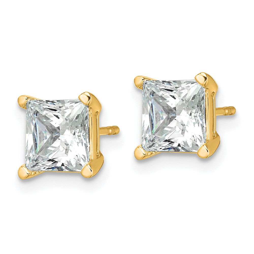 14K Gelbgold 4 ct Im Labor Gezüchtet Diamant Vs+ F+ Princess Krappen Schwer Gewicht. Ohrstecker
