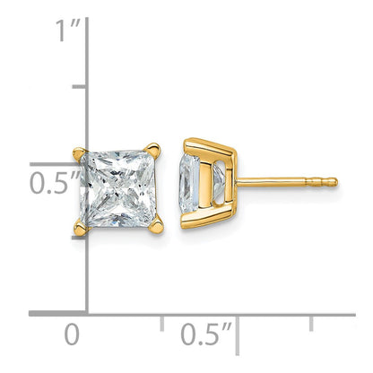 14K Gelbgold 4 ct Im Labor Gezüchtet Diamant Vs+ F+ Princess Krappen Schwer Gewicht. Ohrstecker