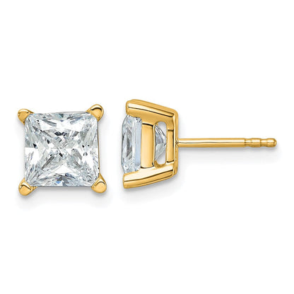 14K Gelbgold 4 ct Im Labor Gezüchtet Diamant Vs+ F+ Princess Krappen Schwer Gewicht. Ohrstecker