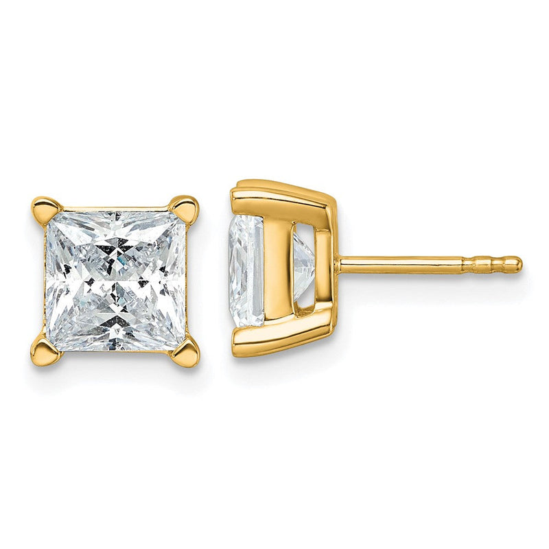 14K Gelbgold 5 ct Im Labor Gezüchtet Diamant Vs+ F+ Princess 4 Krappen Schwer Gewicht. Ohrstecker