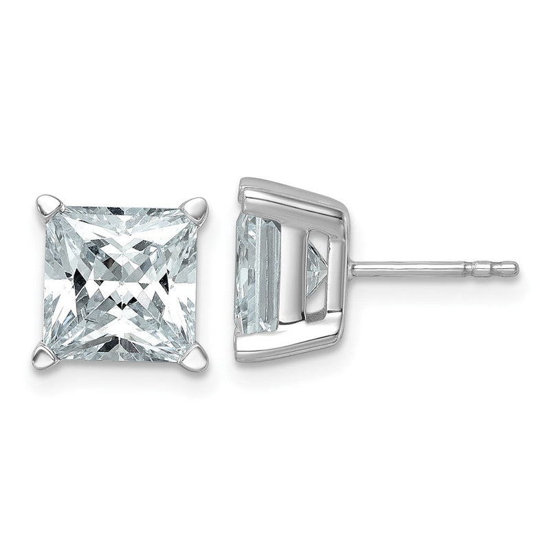 14K Weißgold 6 ct Im Labor Gezüchtet Diamant Vs+ F+ Princess 4 Krappen Schwer Gewicht. Ohrstecker