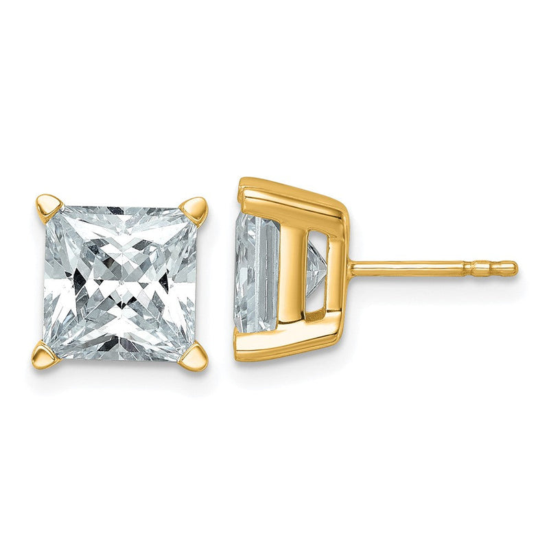 14K Gelbgold 6 ct Im Labor Gezüchtet Diamant Vs+ F+ Princess 4 Krappen Schwer Gewicht. Ohrstecker