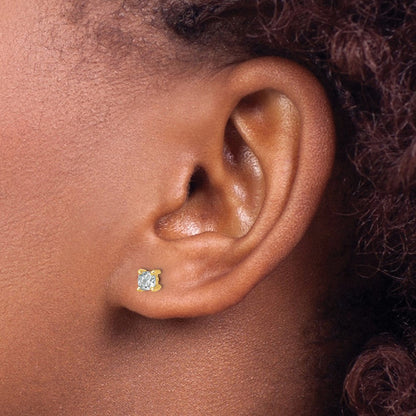 14K Gelbgold 3/4 ct Im Labor Gezüchtet Diamant Vs+ F+ Kissen 4 Krappen Schwer Gewicht. Ohrstecker
