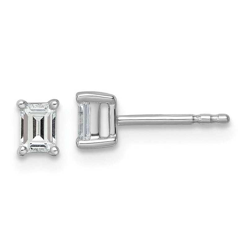 14K Weißgold 1/2 ct Im Labor Gezüchtet Diamant Vs+ F+ Smaragd 4 Krappen Schwer Gewicht. Ohrstecker