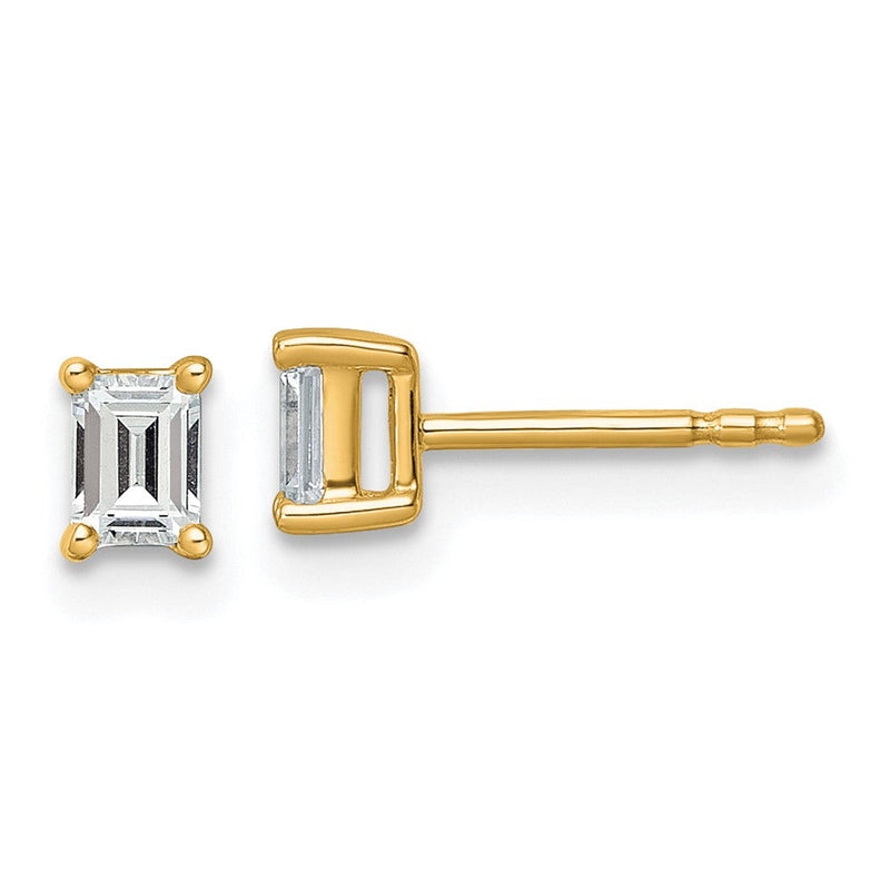 14K Gelbgold 1/2 ct Im Labor Gezüchtet Diamant Vs+ F+ Smaragd 4 Krappen Schwer Gewicht. Ohrstecker
