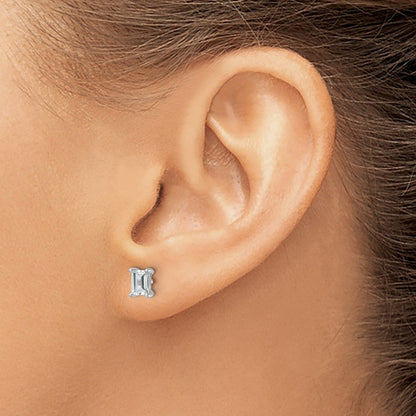 14K Weißgold 1 ct Im Labor Gezüchtet Diamant Vs+ F+ Smaragd 4 Krappen Schwer Gewicht. Ohrstecker