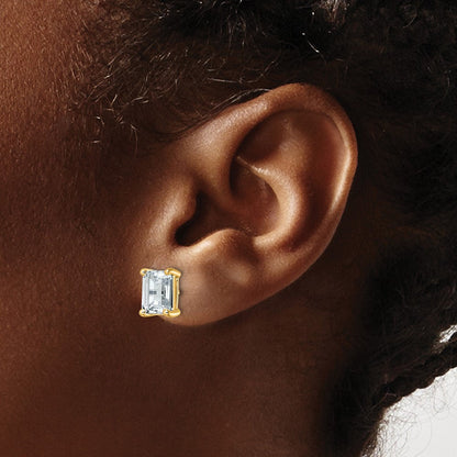 14K Gelbgold 4 ct Im Labor Gezüchtet Diamant Vs+ F+ Smaragd Krappen Schwer Gewicht. Ohrstecker