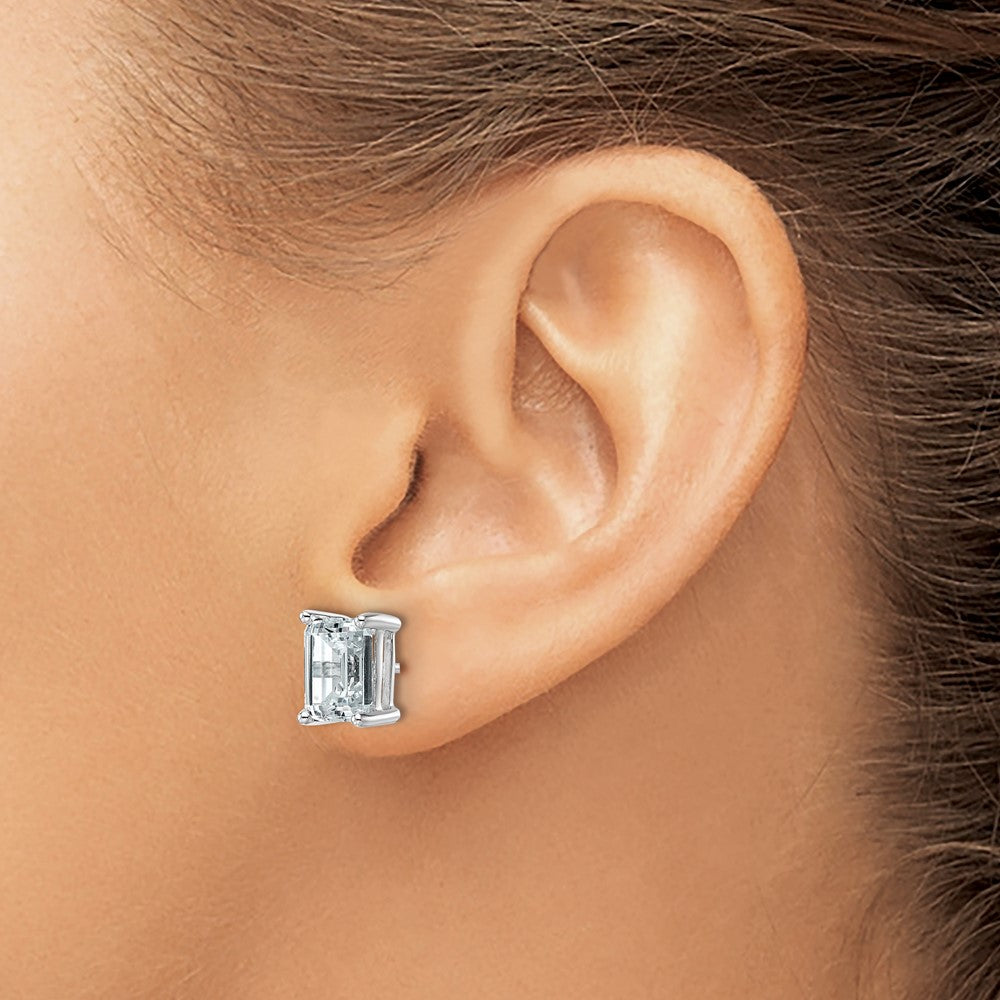 14K Weißgold 5 ct Im Labor Gezüchtet Diamant Vs+ F+ Smaragd 4 Krappen Schwer Gewicht. Ohrstecker