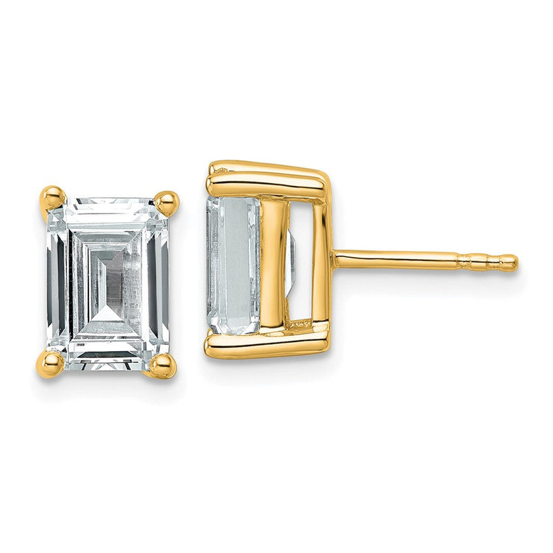 14K Gelbgold 5 ct Im Labor Gezüchtet Diamant Vs+ F+ Smaragd 4 Krappen Schwer Gewicht. Ohrstecker