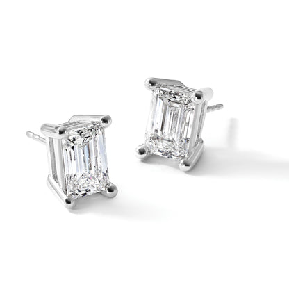 14K Weißgold 6 ct Im Labor Gezüchtet Diamant Vs+ F+ Smaragd 4 Krappen Schwer Gewicht. Ohrstecker