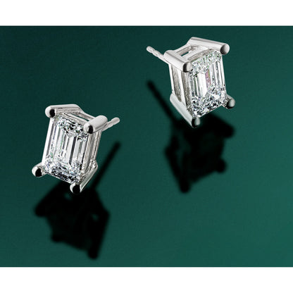 14K Weißgold 5 ct Im Labor Gezüchtet Diamant Vs+ F+ Smaragd 4 Krappen Schwer Gewicht. Ohrstecker
