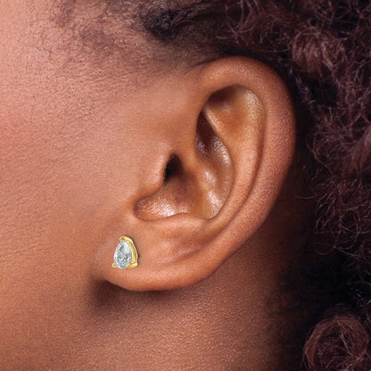 14K Gelbgold 3/4 ct Im Labor Gezüchtet Diamant Vs+ F+ Tropfen 4 Krappen Schwer Gewicht. Ohrstecker