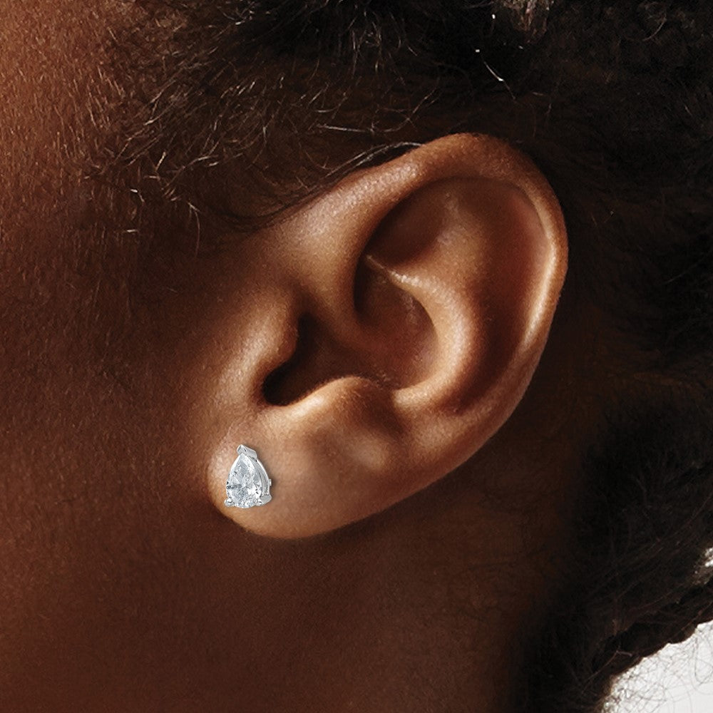 14K Weißgold 1 ct Im Labor Gezüchtet Diamant Vs+ F+ Tropfen 4 Krappen Schwer Gewicht. Ohrstecker