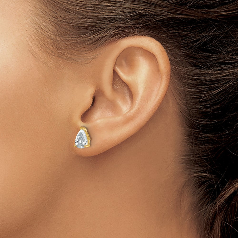 14K Gelbgold 3 ct Im Labor Gezüchtet Diamant Vs+ F+ Tropfen 4 Krappen Schwer Gewicht. Ohrstecker