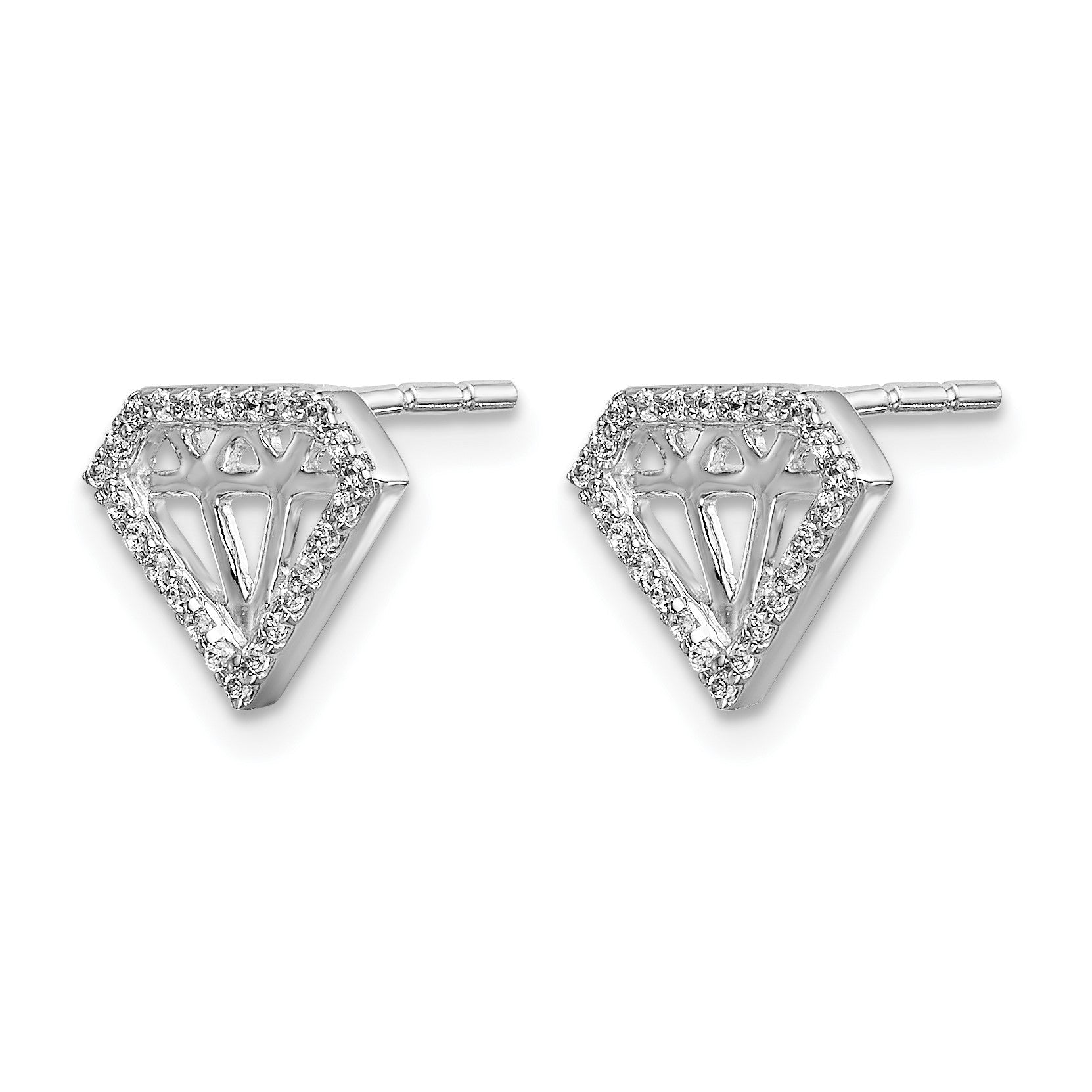 14K Weißgold Ohrringe mit echten Diamanten in Edelsteinform