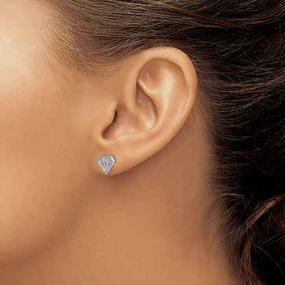 14K Weißgold Ohrringe mit echten Diamanten in Edelsteinform