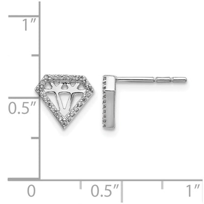 14K Weißgold Ohrringe mit echten Diamanten in Edelsteinform
