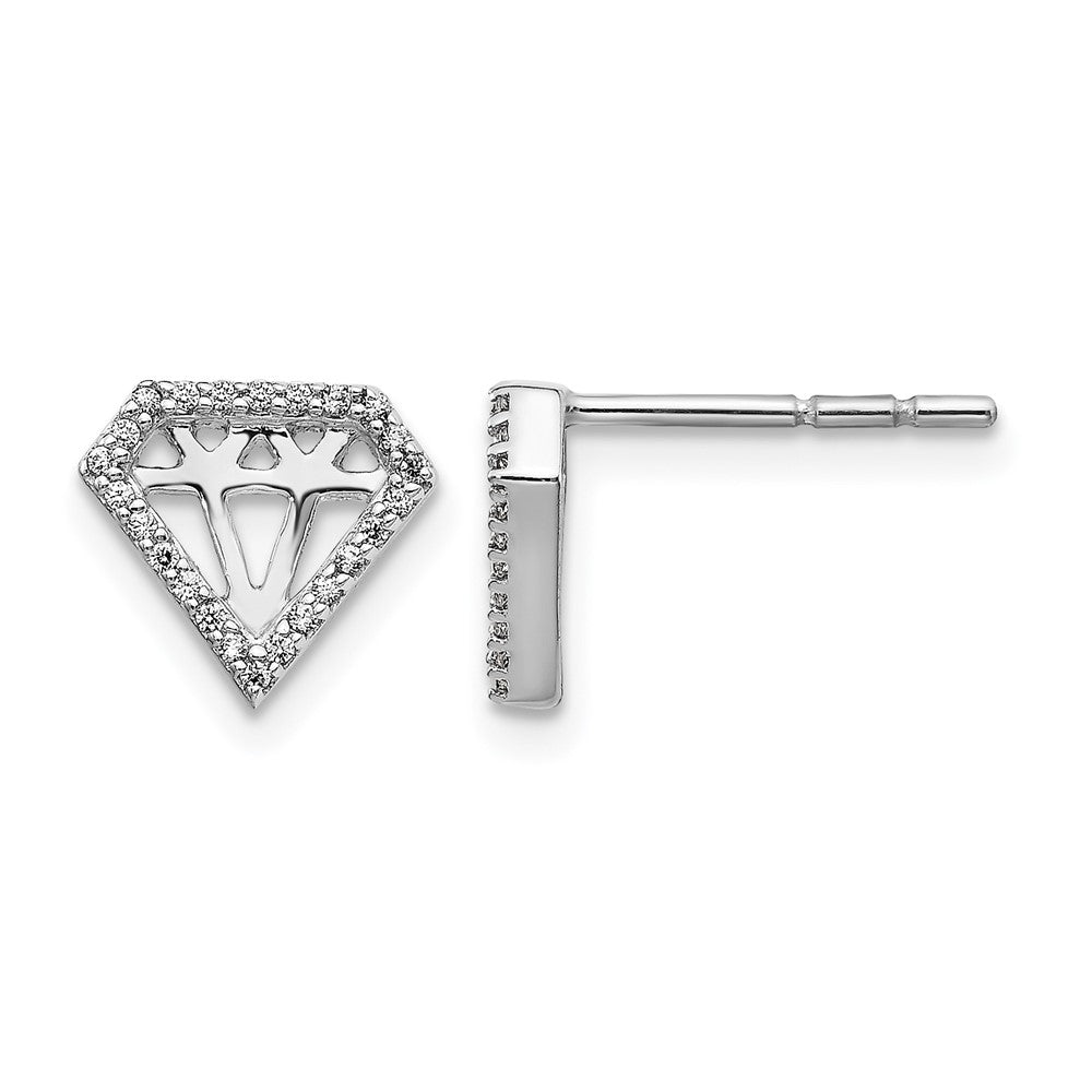 14K Weißgold Ohrringe mit echten Diamanten in Edelsteinform