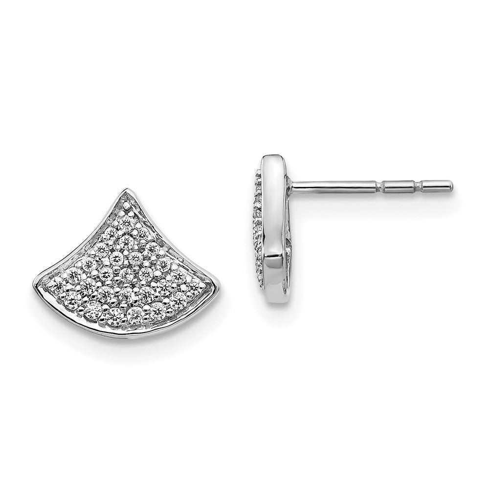 14K Weißgold Ohrstecker mit echten Diamanten, ausgefallenes Design
