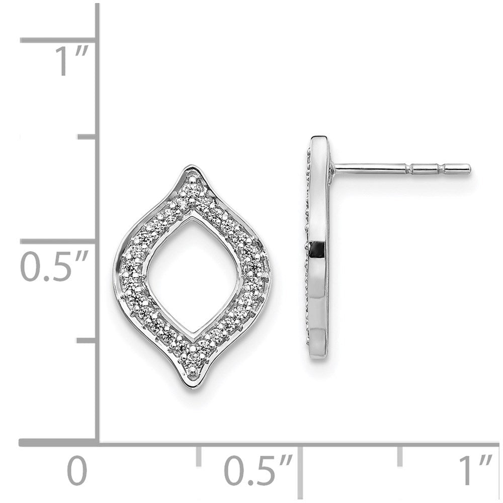 14K Weißgold Ohrstecker mit echten Diamanten, Fancy-Fassung