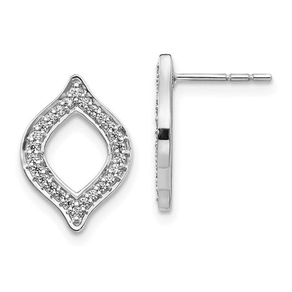 14K Weißgold Ohrstecker mit echten Diamanten, Fancy-Fassung