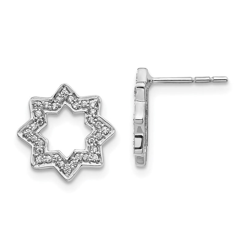 14K Weißgold Ohrringe mit echten Diamanten in Sternform