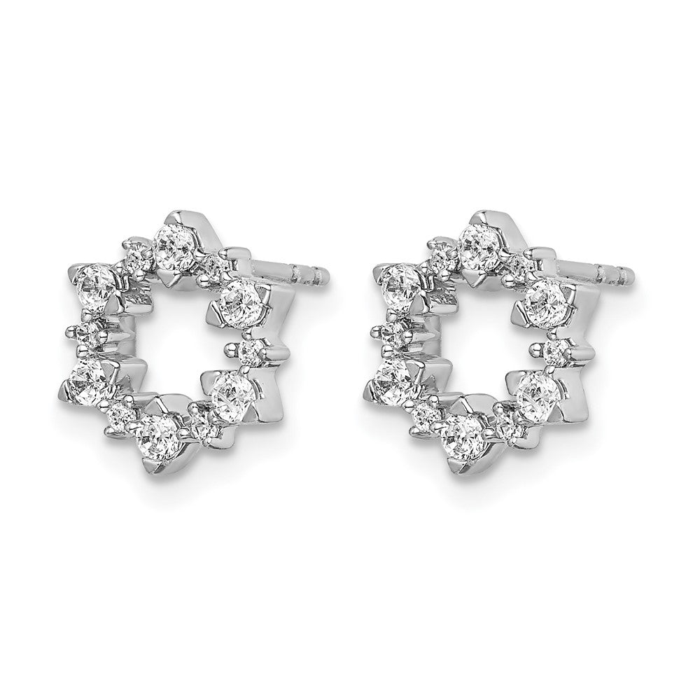 14K Weißgold Ohrringe mit echten Diamanten in Fantasie-Sonnenstrahlen-Design