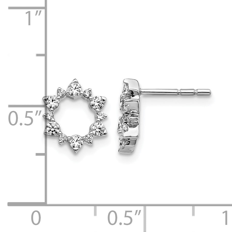 14K Weißgold Ohrringe mit echten Diamanten in Fantasie-Sonnenstrahlen-Design