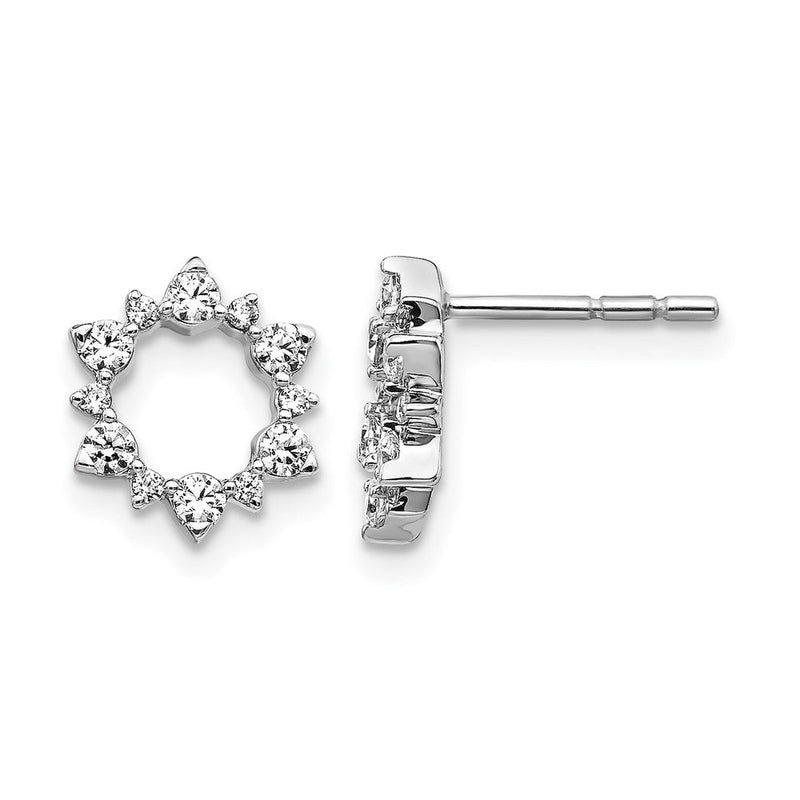14K Weißgold Ohrringe mit echten Diamanten in Fantasie-Sonnenstrahlen-Design