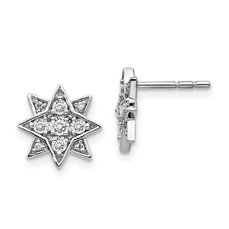 14K Weißgold Ohrringe mit echten Diamanten in Sternform