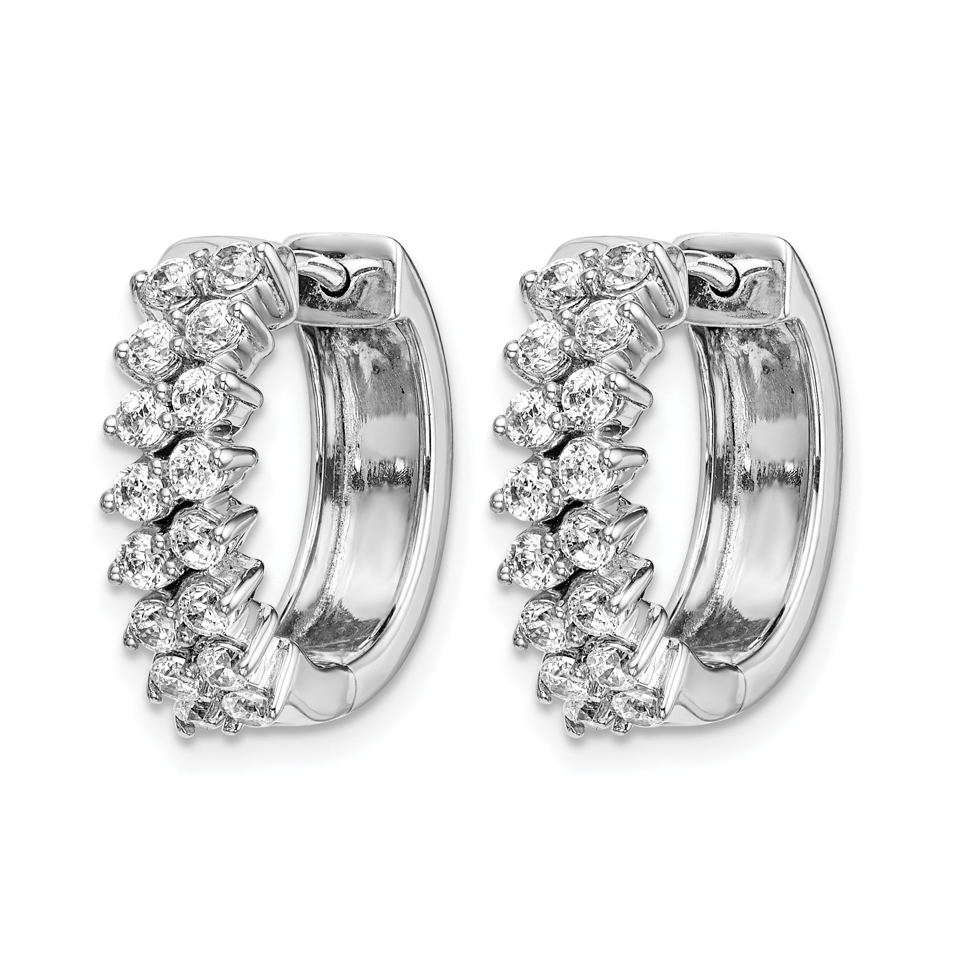 14K Weißgold Creolen mit echten Diamanten und Klappscharnier
