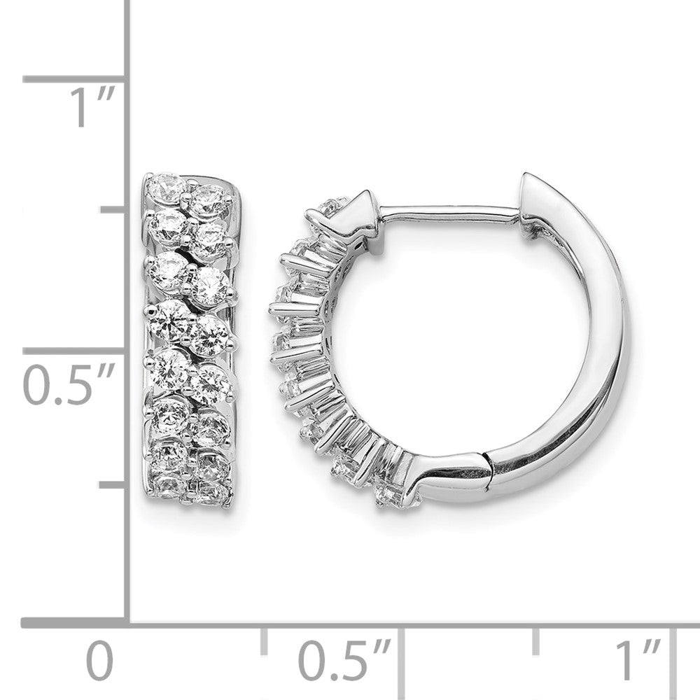14K Weißgold Creolen mit echten Diamanten und Klappscharnier