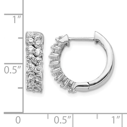 14K Weißgold Creolen mit echten Diamanten und Klappscharnier
