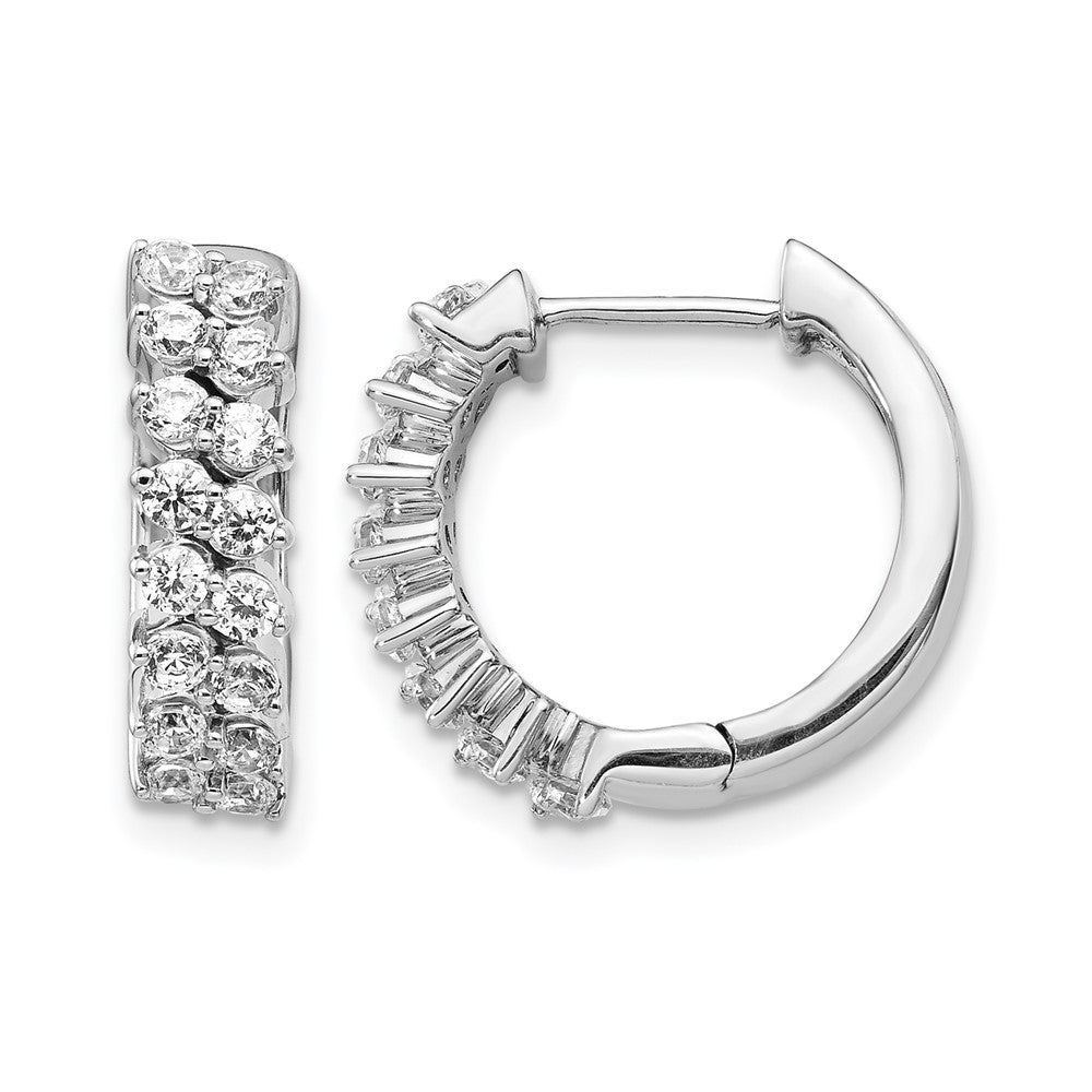 14K Weißgold Creolen mit echten Diamanten und Klappscharnier