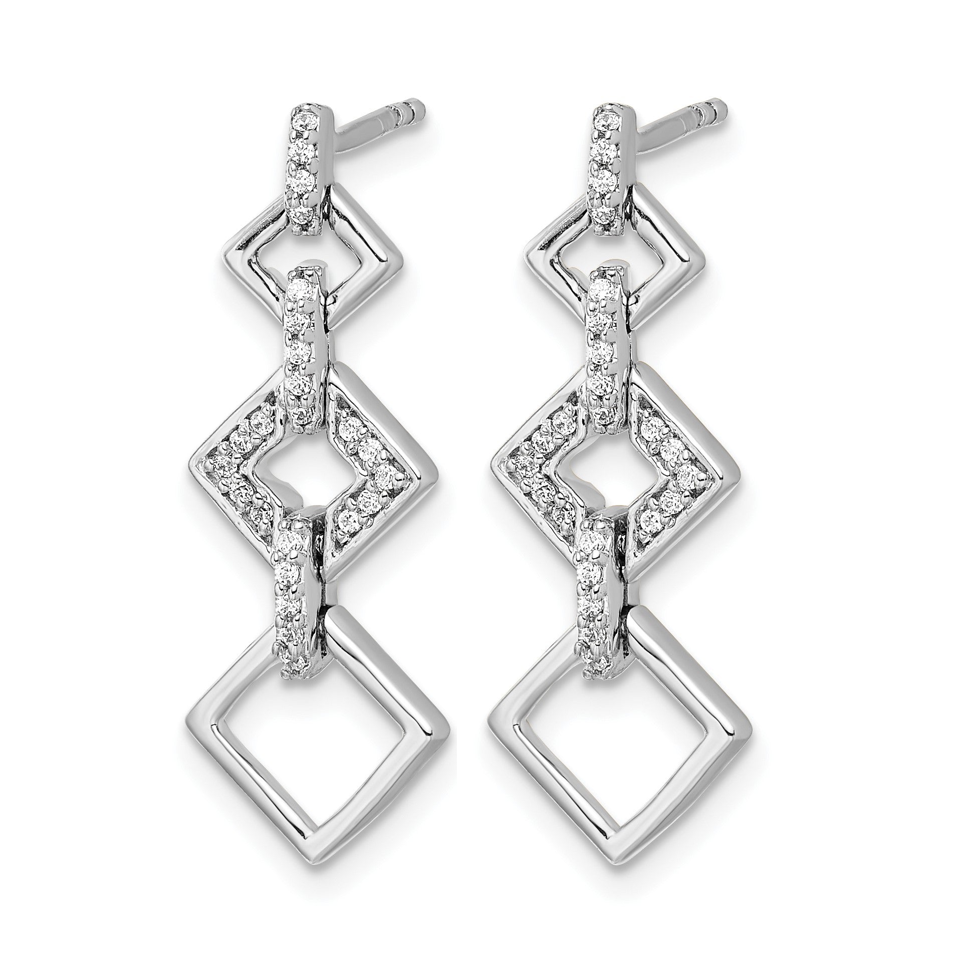 14K Weißgold Ohrhänger mit echten Diamanten, Fancy-Design