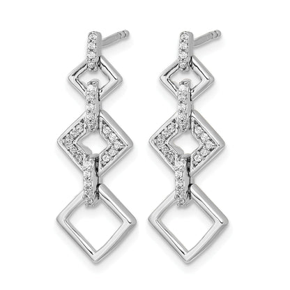 14K Weißgold Ohrhänger mit echten Diamanten, Fancy-Design