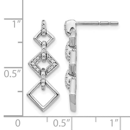 14K Weißgold Ohrhänger mit echten Diamanten, Fancy-Design
