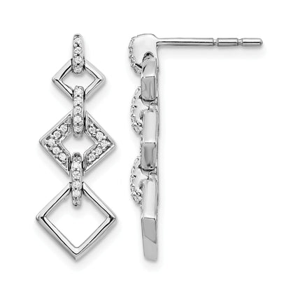 14K Weißgold Ohrhänger mit echten Diamanten, Fancy-Design