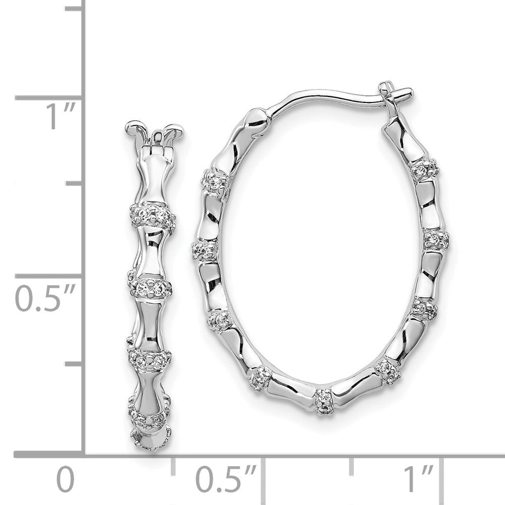14K Weißgold Creolen mit echten Diamanten, ausgefallenes Design