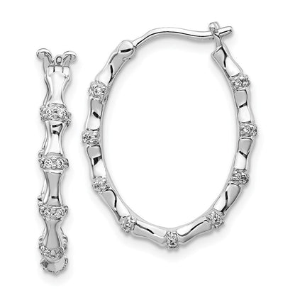 14K Weißgold Creolen mit echten Diamanten, ausgefallenes Design